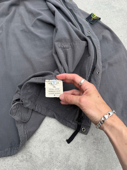 stone island s/s 1999 garment dyed hooded jacket, zip and storm placket detail