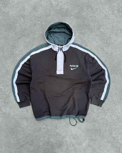nike 1990s heavyweight embroidered spellout logo hoodie (l)