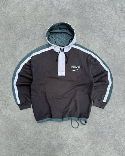 nike 1990s heavyweight embroidered spellout quarter zip hoodie, front view