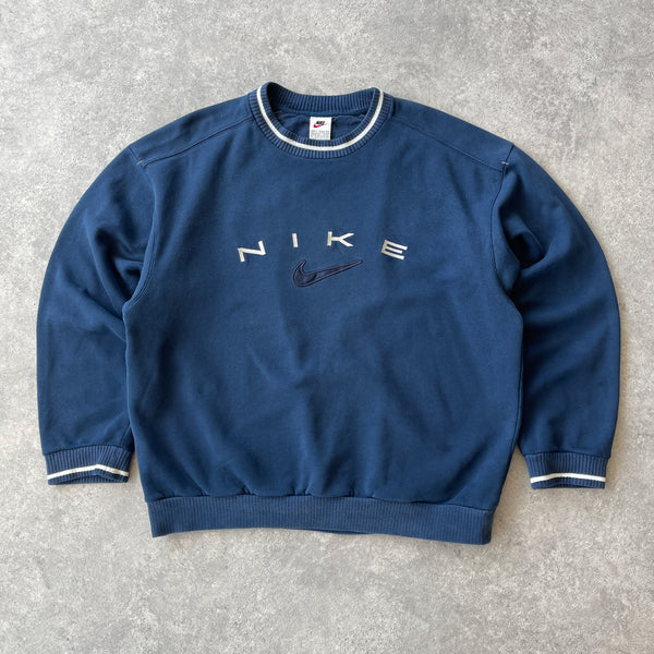 Nike RARE 1990s heavyweight embroidered spellout sweatshirt (L)