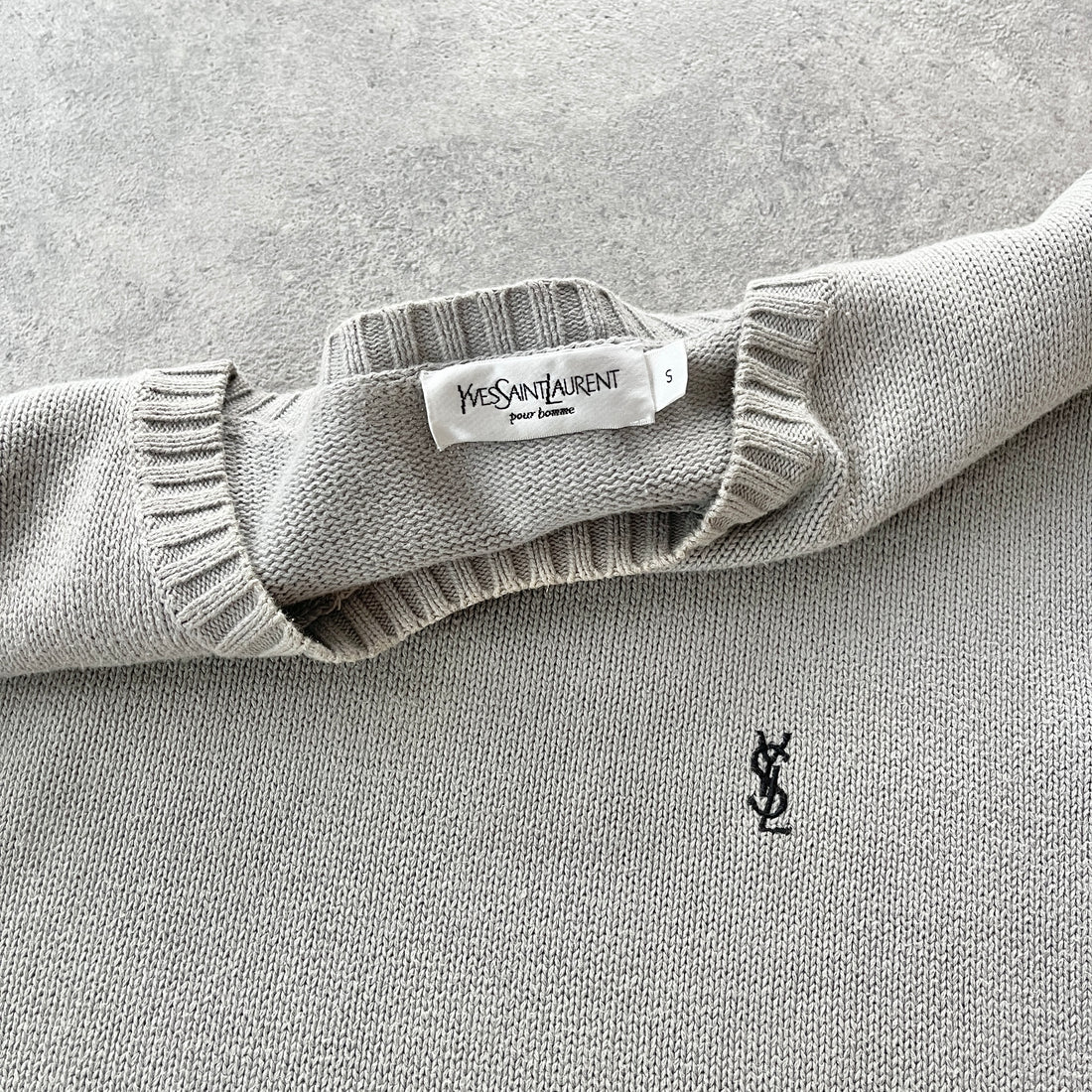 YSL 2000s heavyweight embroidered knitted jumper (S)