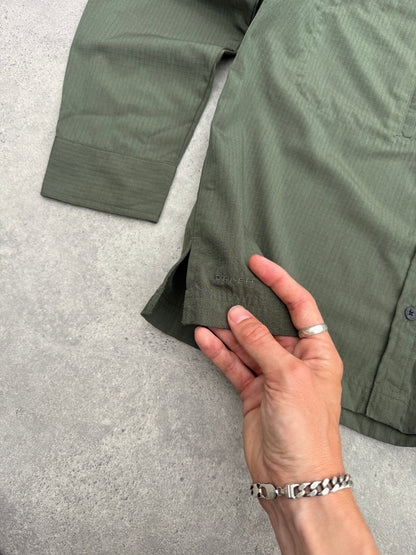 nike acg 2000s deadstock technical dri-fit ripstop shirt, button and collar detail