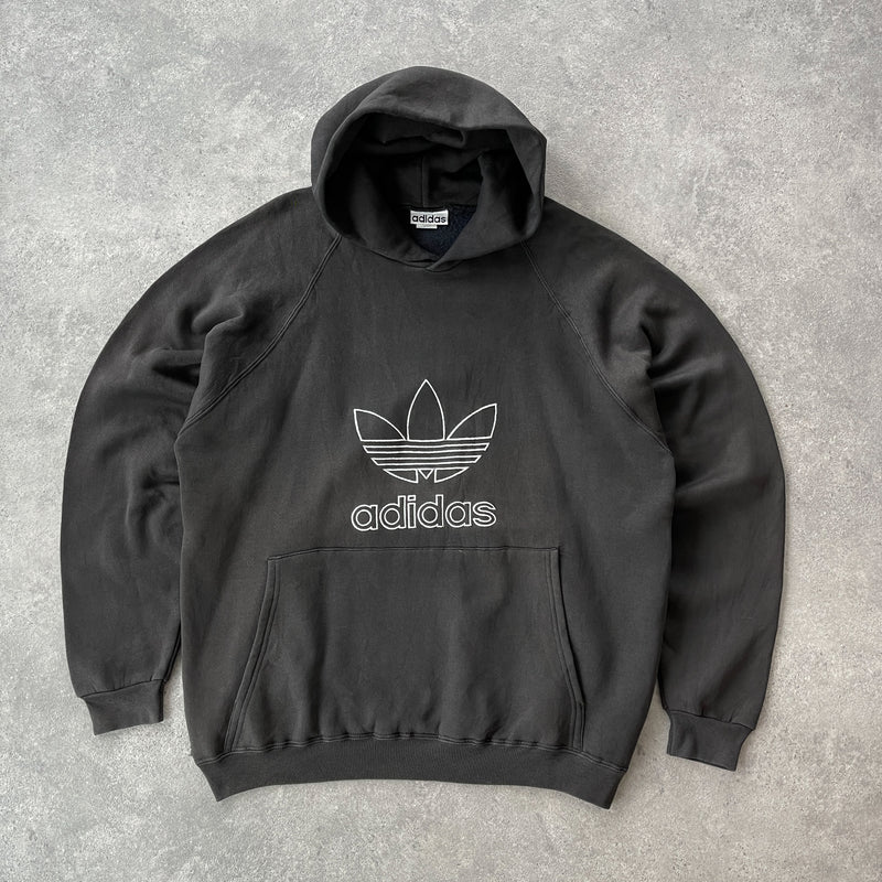 Adidas RARE 1990s heavyweight embroidered hoodie (L)