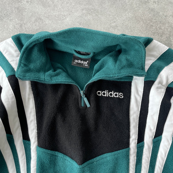 Adidas 1990s 1/4 zip heavyweight colour block fleece jacket (L)