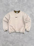 nike 2000s heavyweight embroidered swoosh sweatshirt in sand khaki, front view