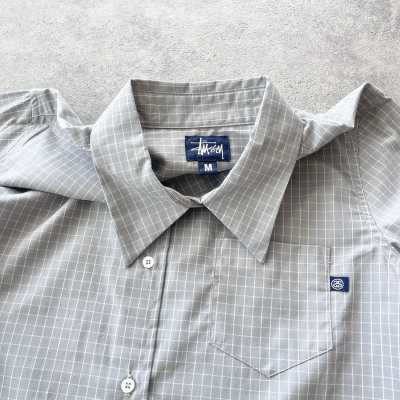 Stussy 2000s deadstock lightweight button up check shirt (M)