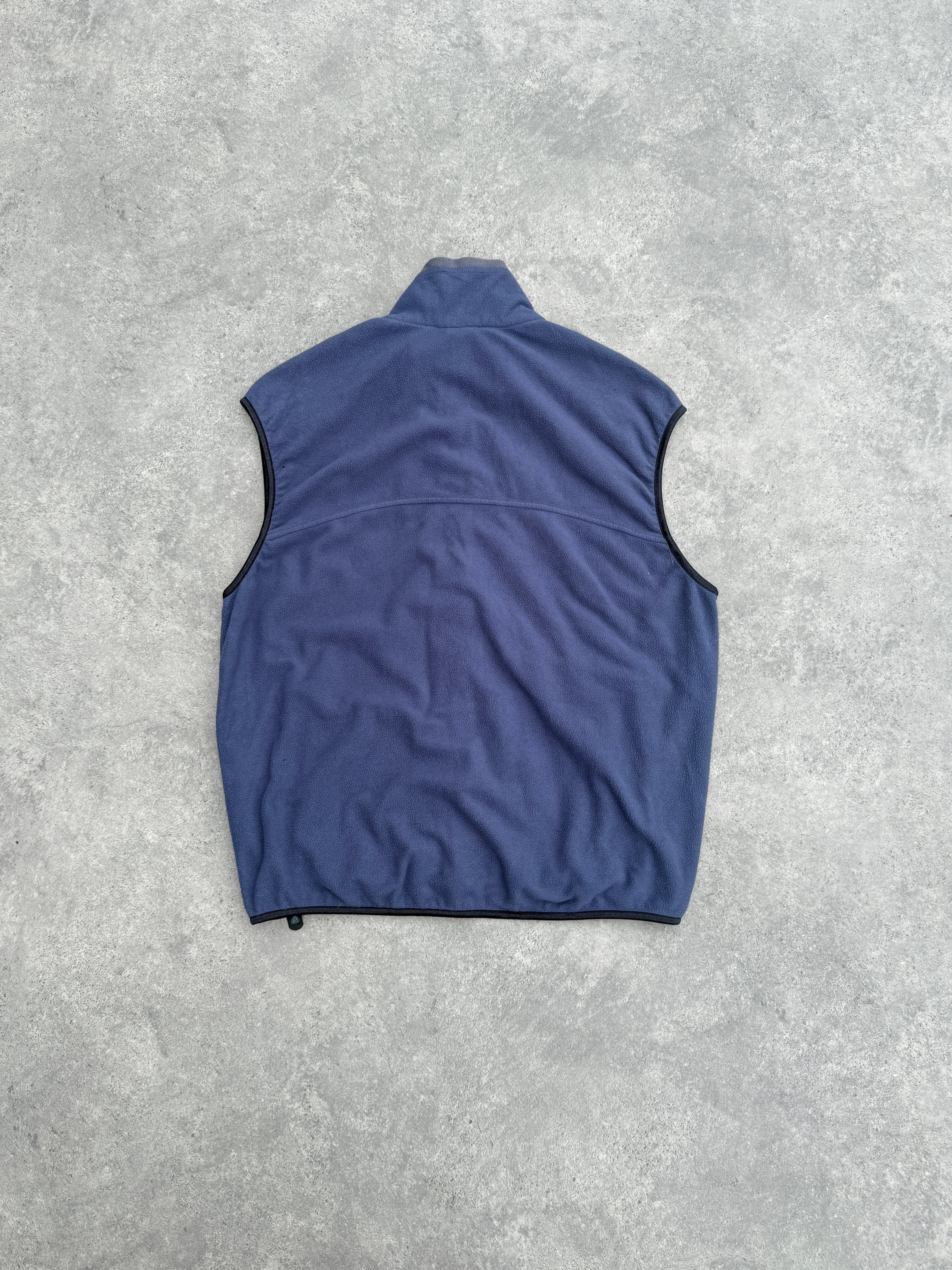 nike acg 2000s technical fleece vest jacket in blue, back view