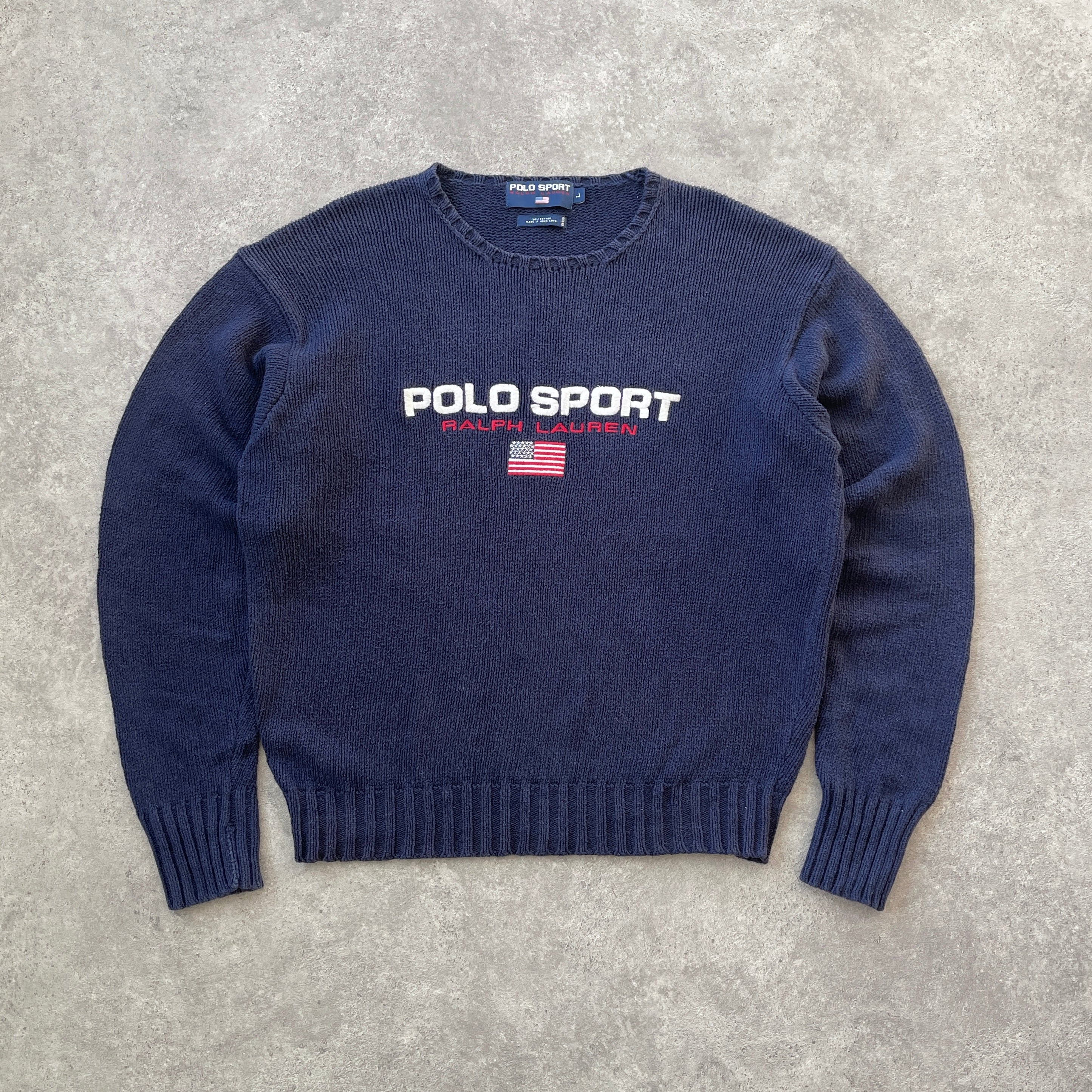 Polo Sport Ralph Lauren 1990s heavyweight spellout knitted jumper (L)