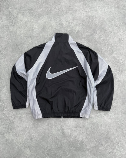 nike air 1990s lightweight swoosh shell jacket, back swoosh graphic view