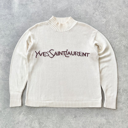 YSL RARE 2000s mockneck heavyweight knitted jumper (M)