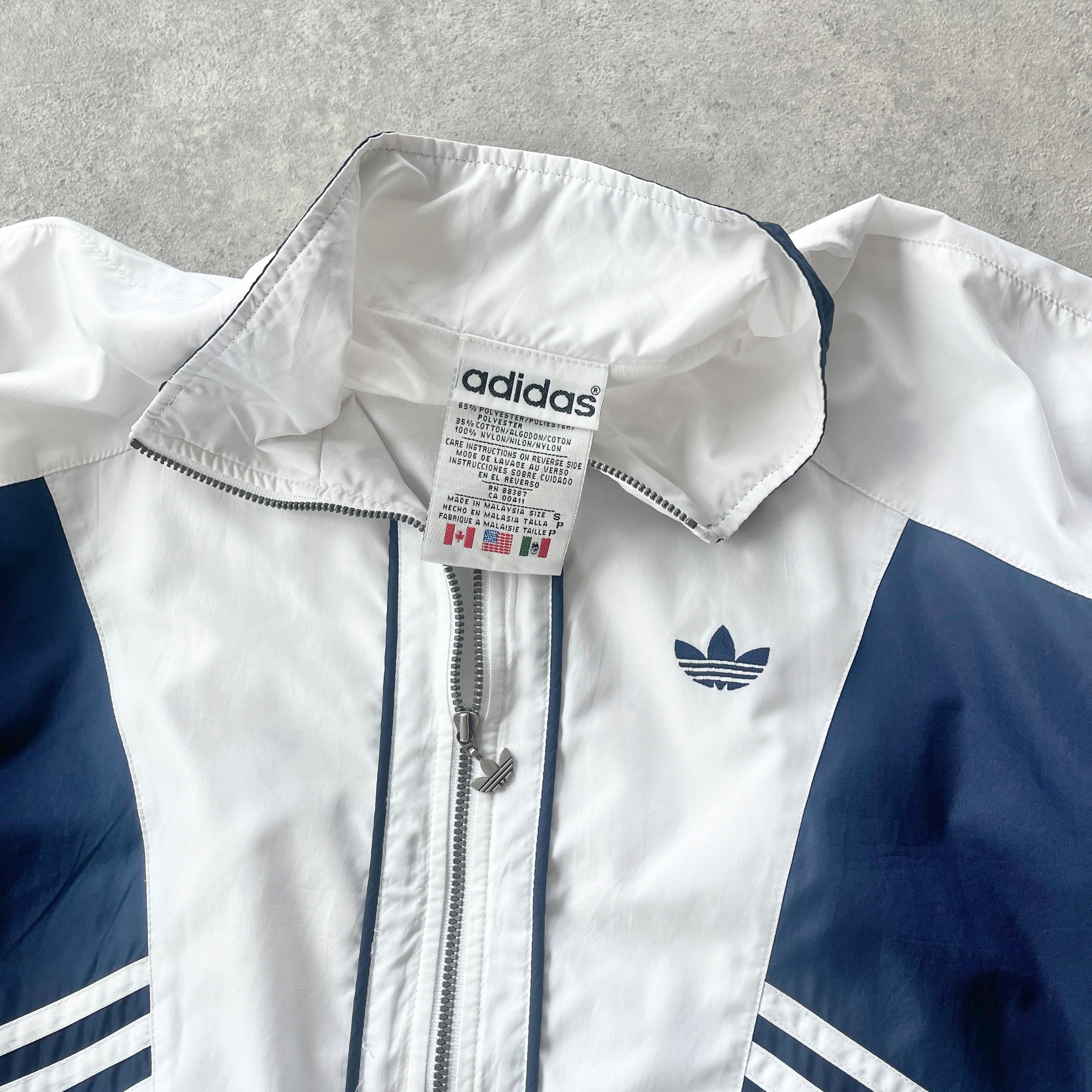 Adidas 1990s lightweight embroidered colour block shell jacket (S)