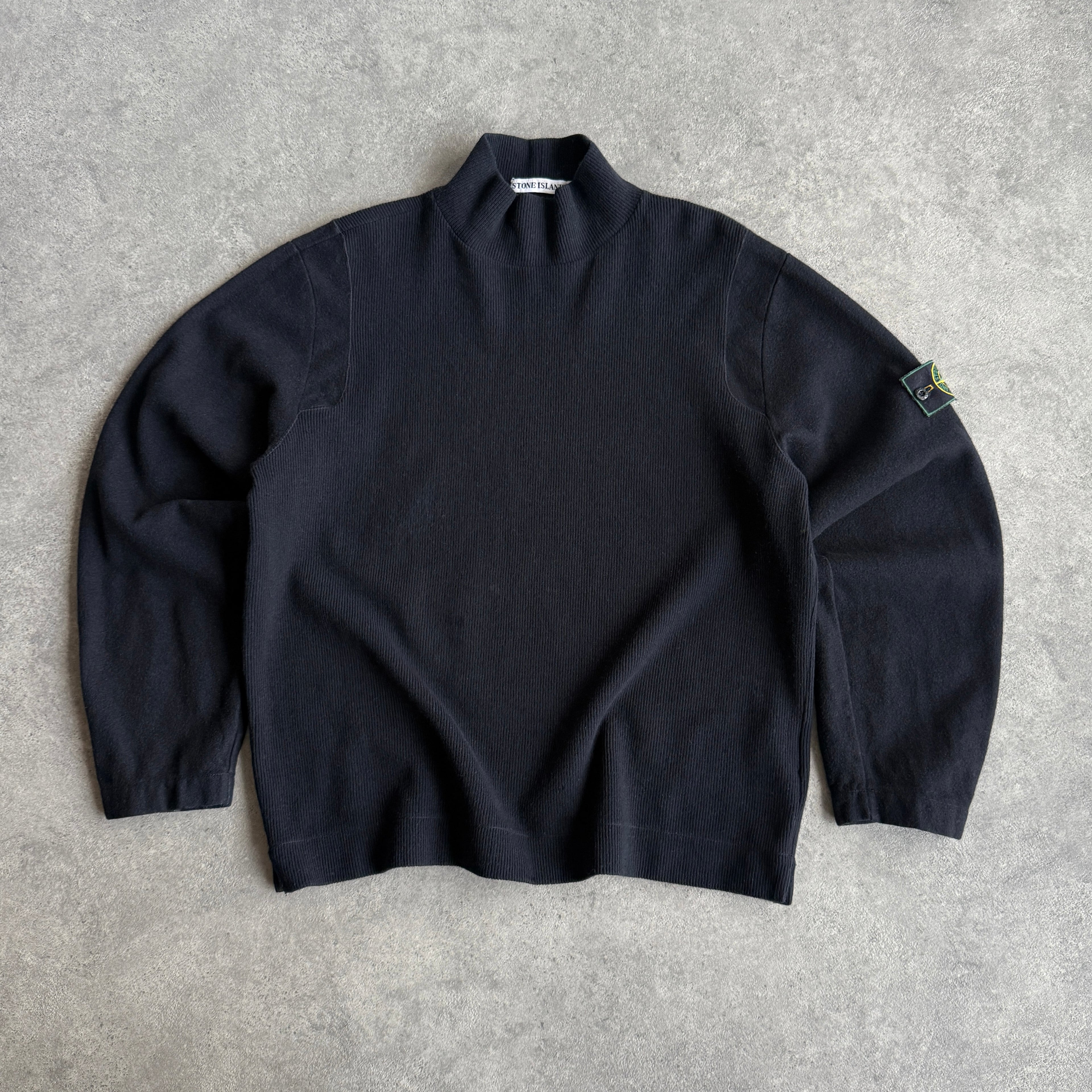 Stone Island RARE A/W 1997 heavyweight mock neck knitted jumper (L)