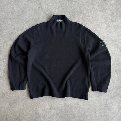 Stone Island RARE A/W 1997 heavyweight mock neck knitted jumper (L)