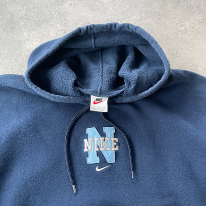 Nike RARE 1990s heavyweight embroidered spellout hoodie (M)