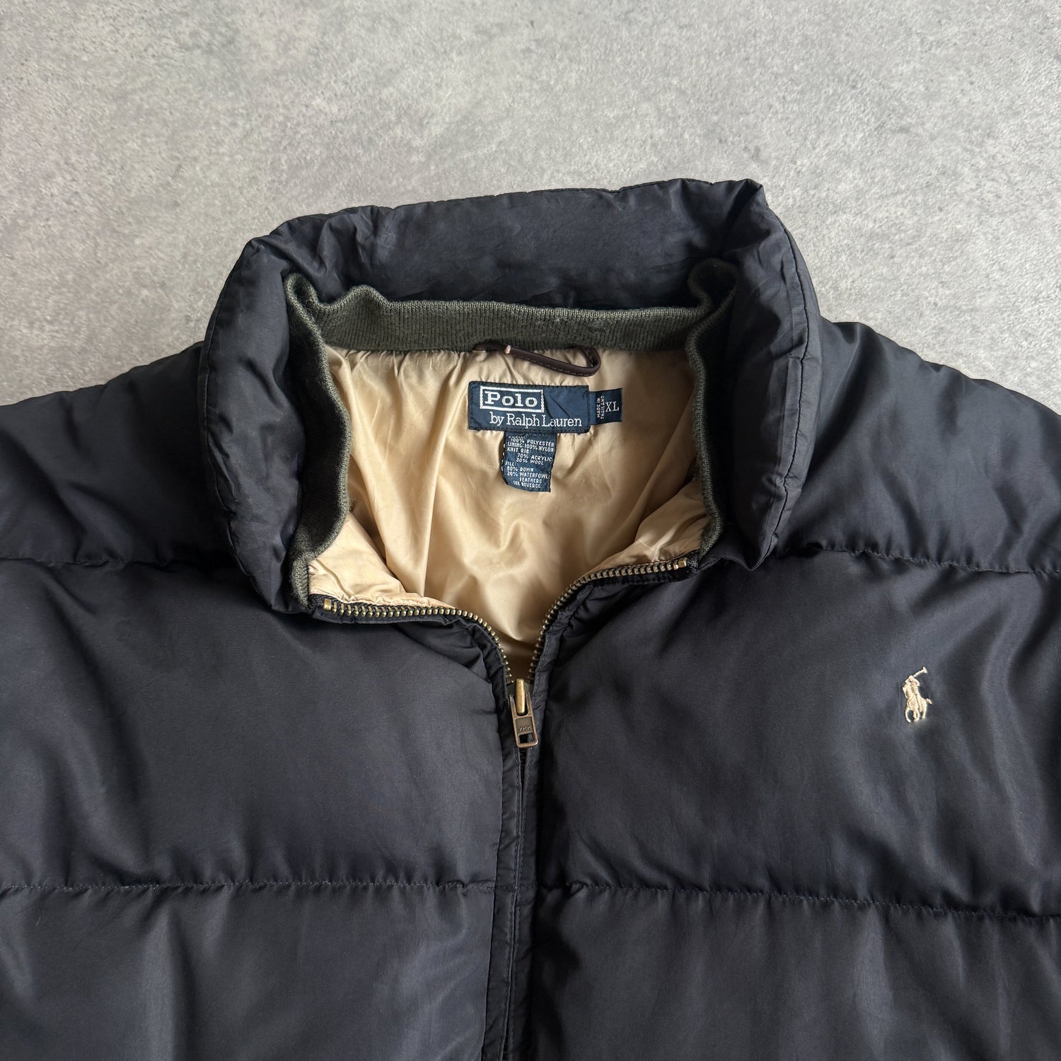 Ralph Lauren 1990s heavyweight down fill bomber puffer jacket (XL)