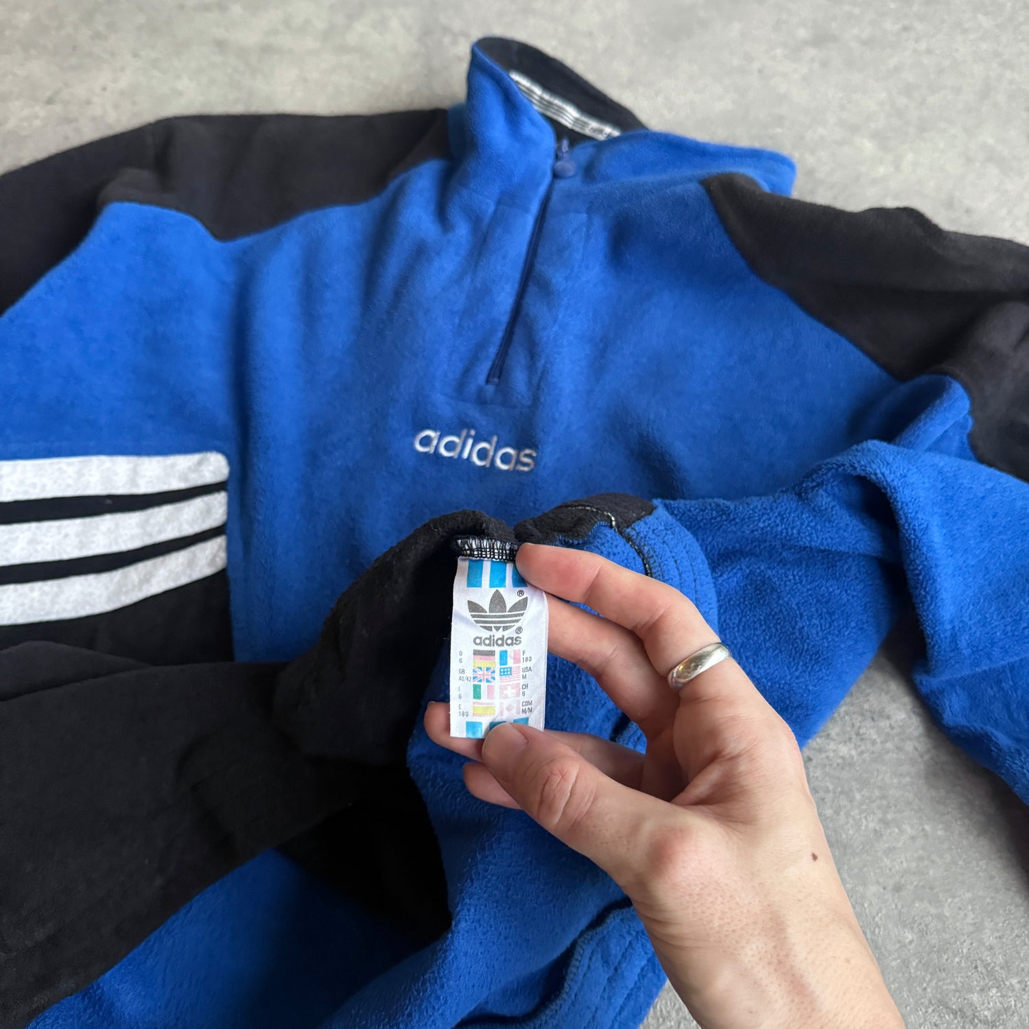 Adidas 1990s 1/4 zip heavyweight colour block fleece (M)