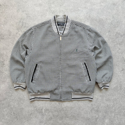 YSL 2000s embroidered check bomber jacket (M)