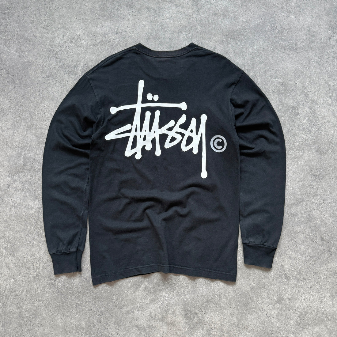 Stussy 2000s heavyweight long sleeve script logo t-shirt (M)