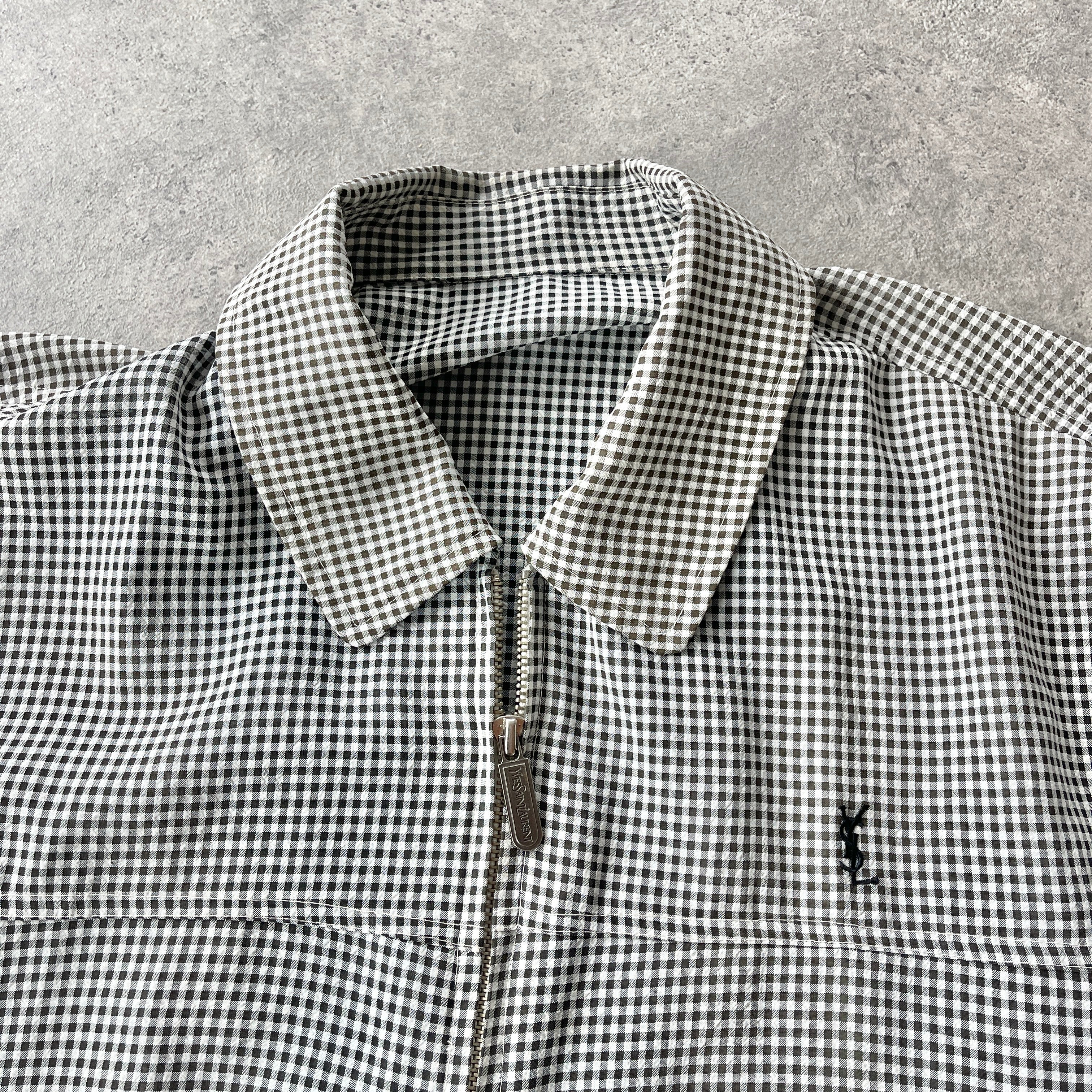 YSL 2000s lightweight check harrington jacket (M)