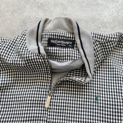YSL 2000s embroidered check bomber jacket (M)