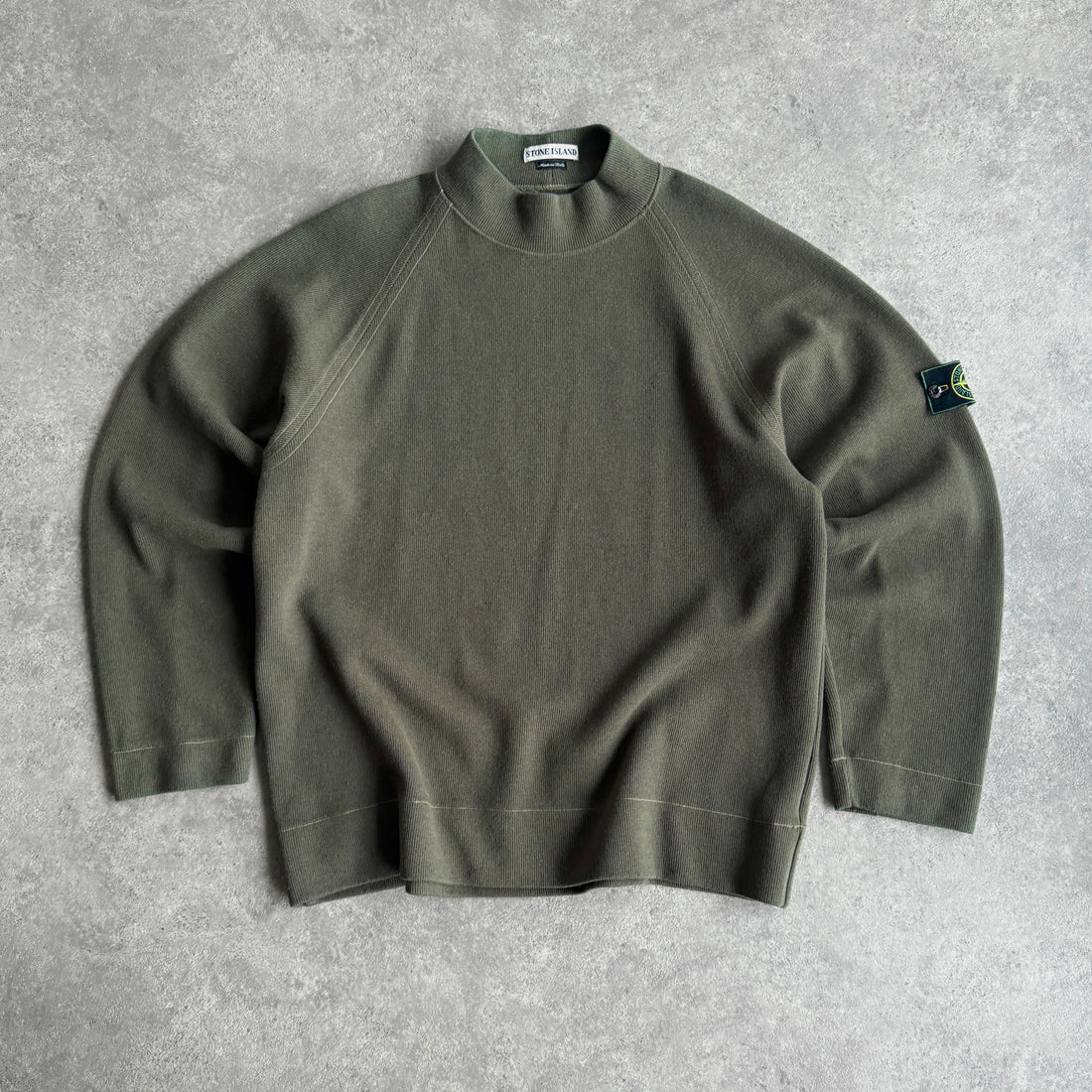 Stone Island RARE A/W 1998 heavyweight mock neck knitted jumper (XL)