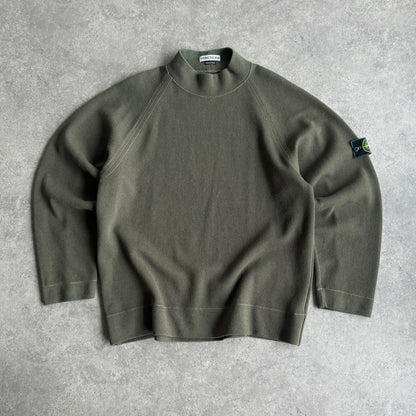 Stone Island RARE A/W 1998 heavyweight mock neck knitted jumper (XL)