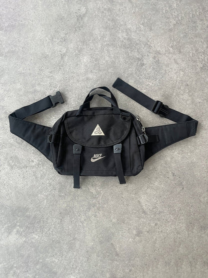 nike acg 1990s crossbody technical utility bag in black, front view