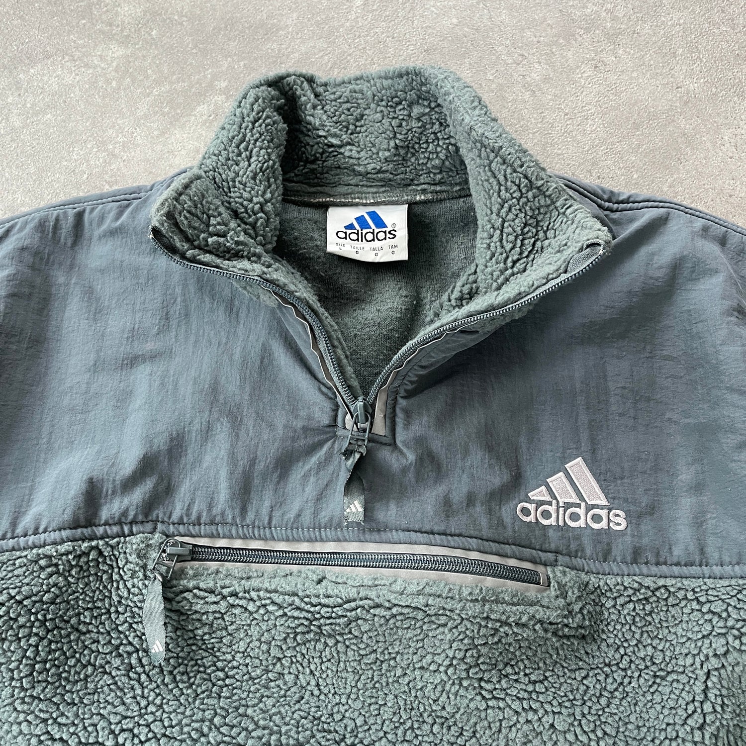 Adidas 1999 deep pile sherpa fleece jacket (L)