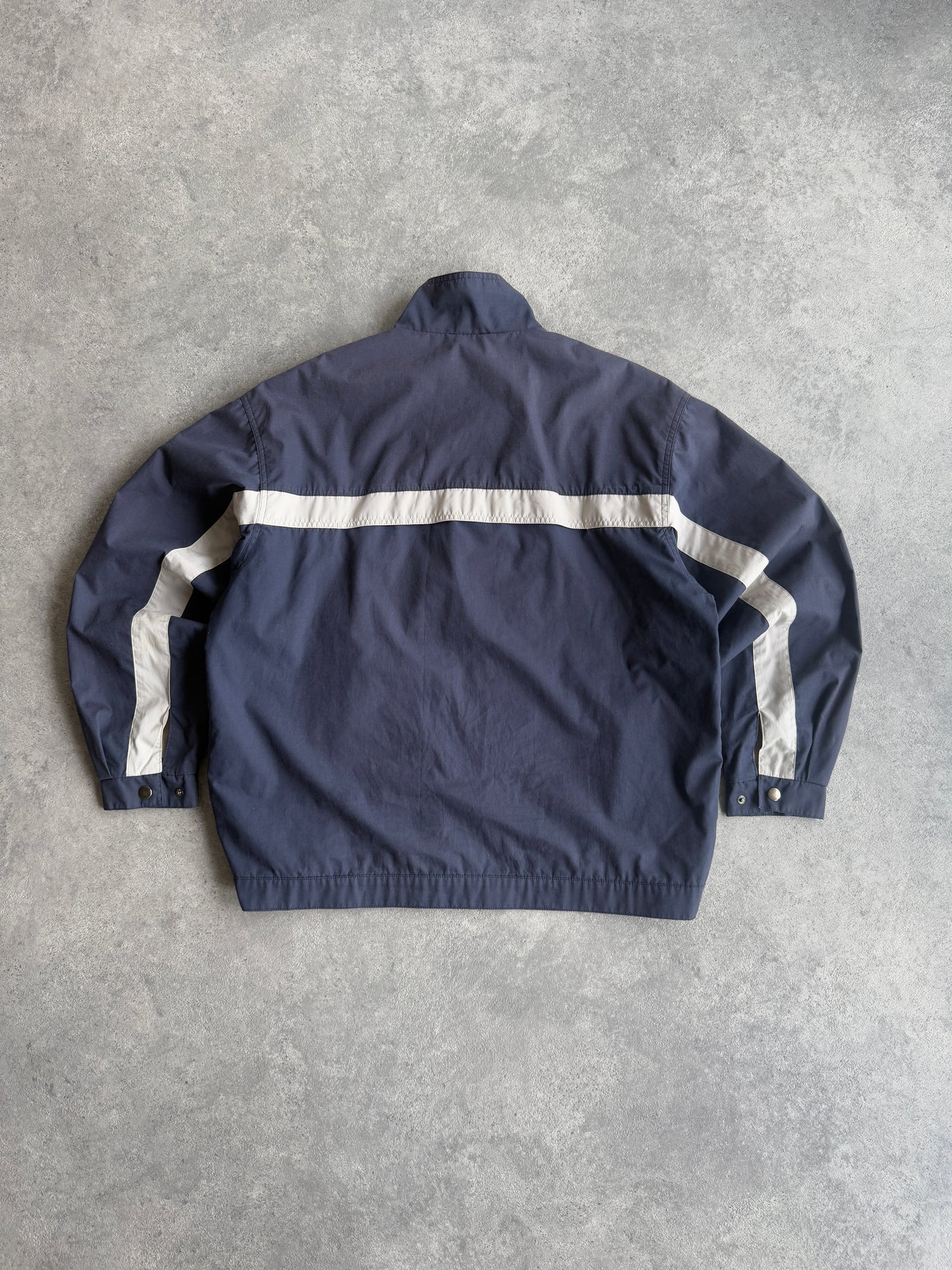 yves saint laurent 2001 lightweight spellout shell jacket, panel and cuff detail