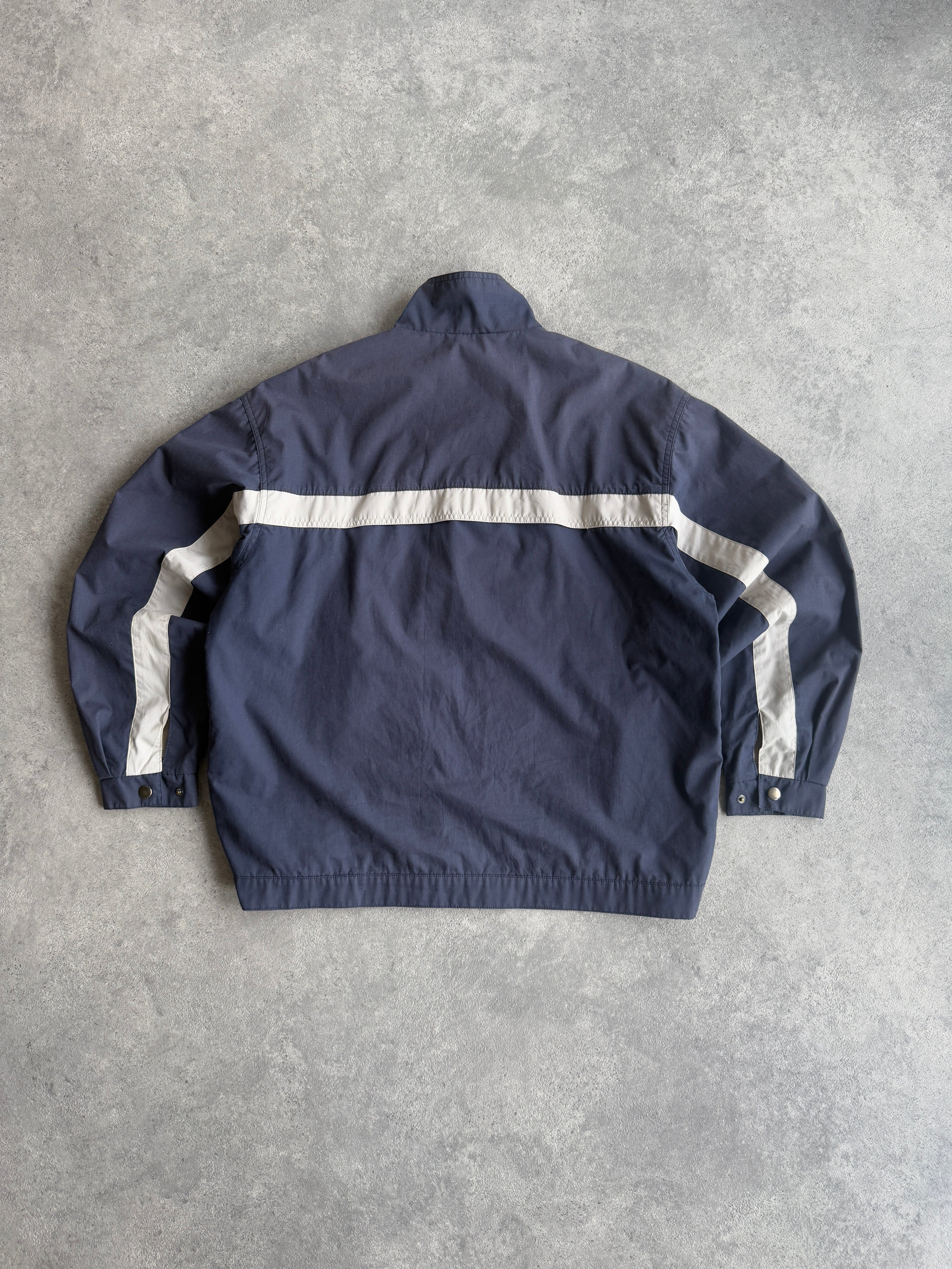 yves saint laurent 2001 lightweight spellout shell jacket, panel and cuff detail