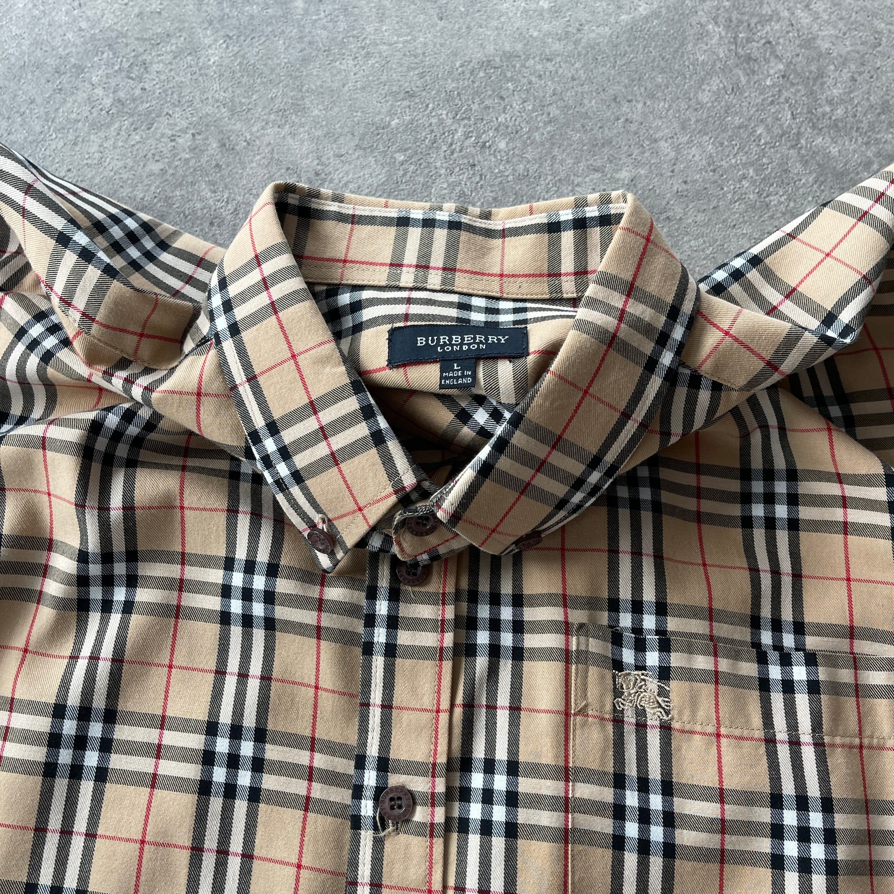 Burberry’s 1990s nova check button up shirt (L)