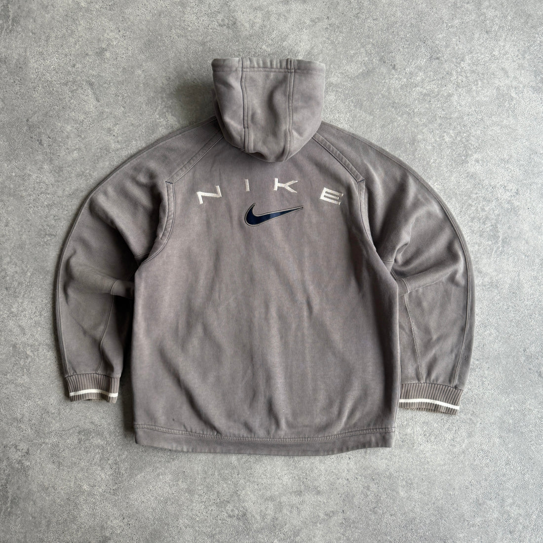 Nike 1990s heavyweight zipe up embroidered spellout hoodie (S)