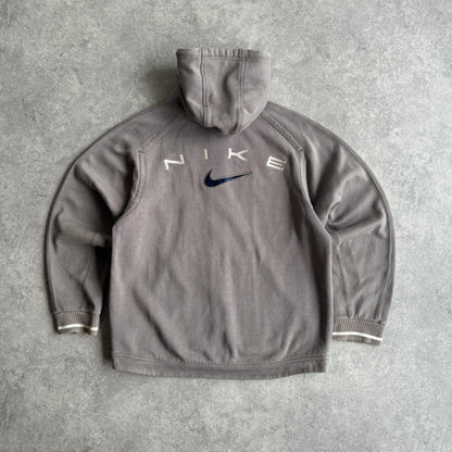 Nike 1990s heavyweight zipe up embroidered spellout hoodie (S)