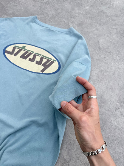 stussy 1990s single stitch graphic t-shirt, single stitch seam detail