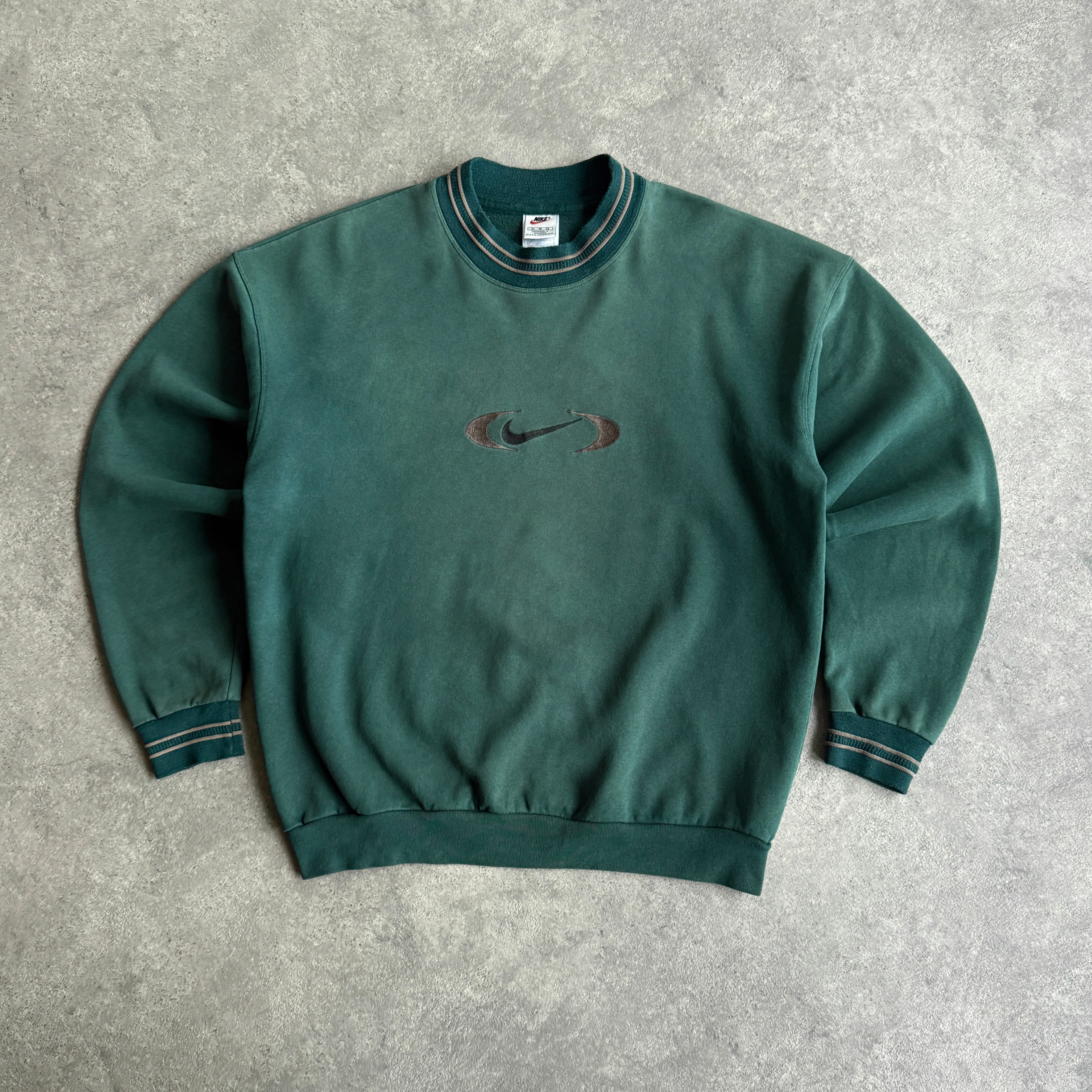 nike retro logo heavyweight sweatshirt in noble green