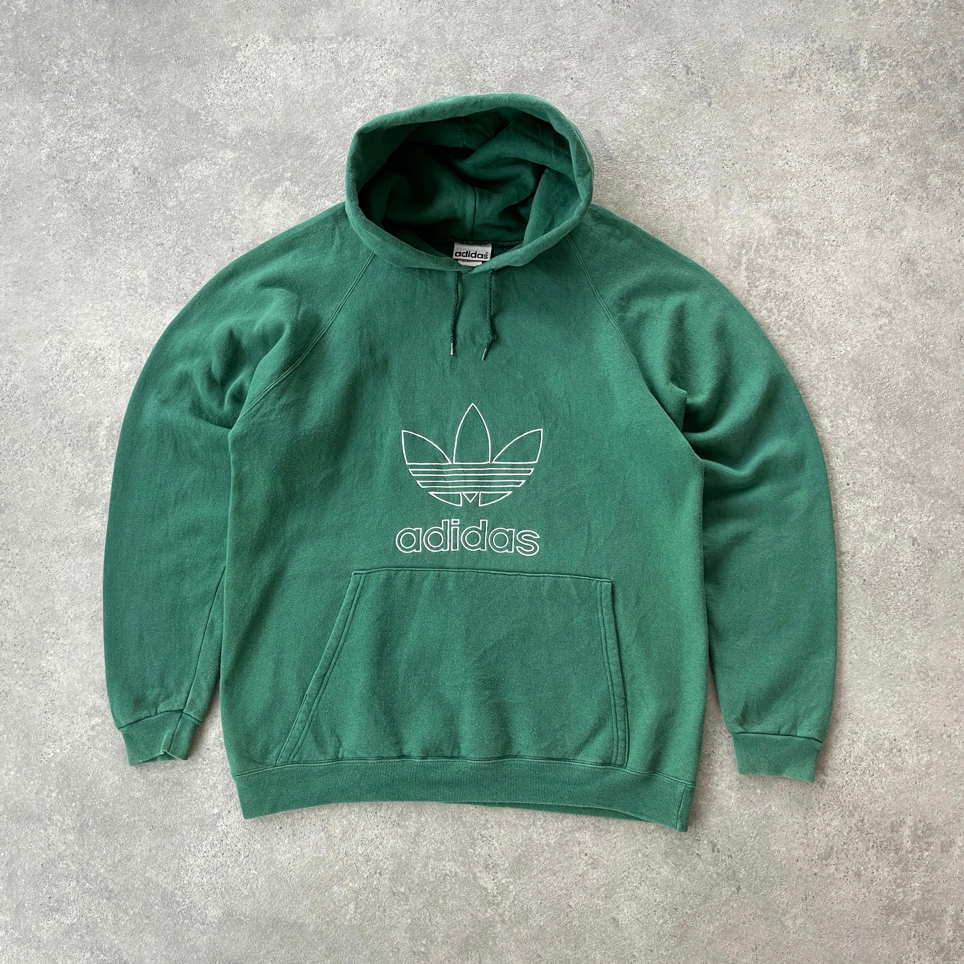 Adidas 1990s heavyweight embroidered hoodie (M)