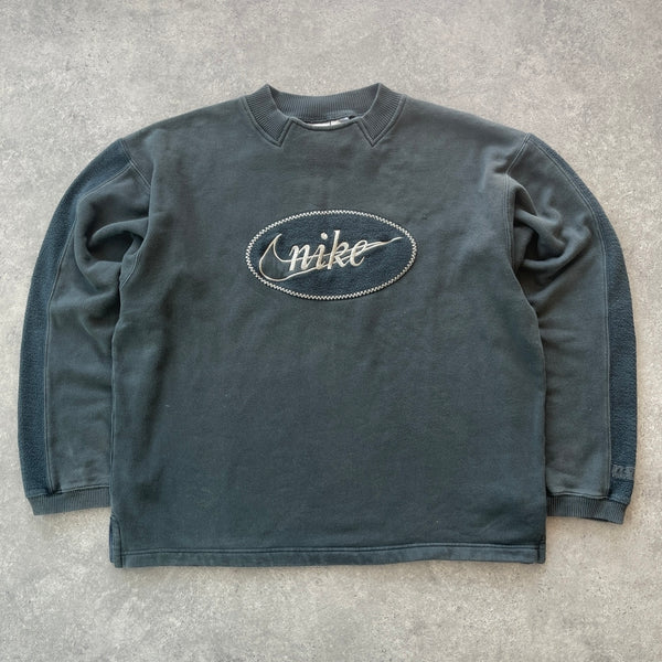 Nike RARE 1990s heavyweight embroidered sweatshirt (M)