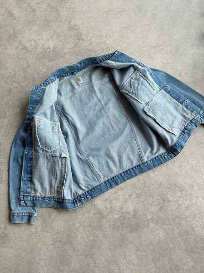 carhartt 1990s j12dst heavyweight denim chore jacket (l)