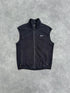 nike acg 1990s technical fleece vest jacket in black orange, front view