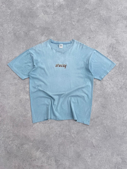 stussy 1990s single stitch graphic t-shirt, chest logo detail
