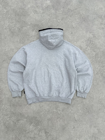 nike 1990s heavyweight embroidered spellout hoodie, chenille patch logo detail