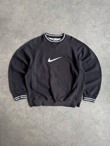 nike 1990s heavyweight embroidered sweatshirt in washed black, front view
