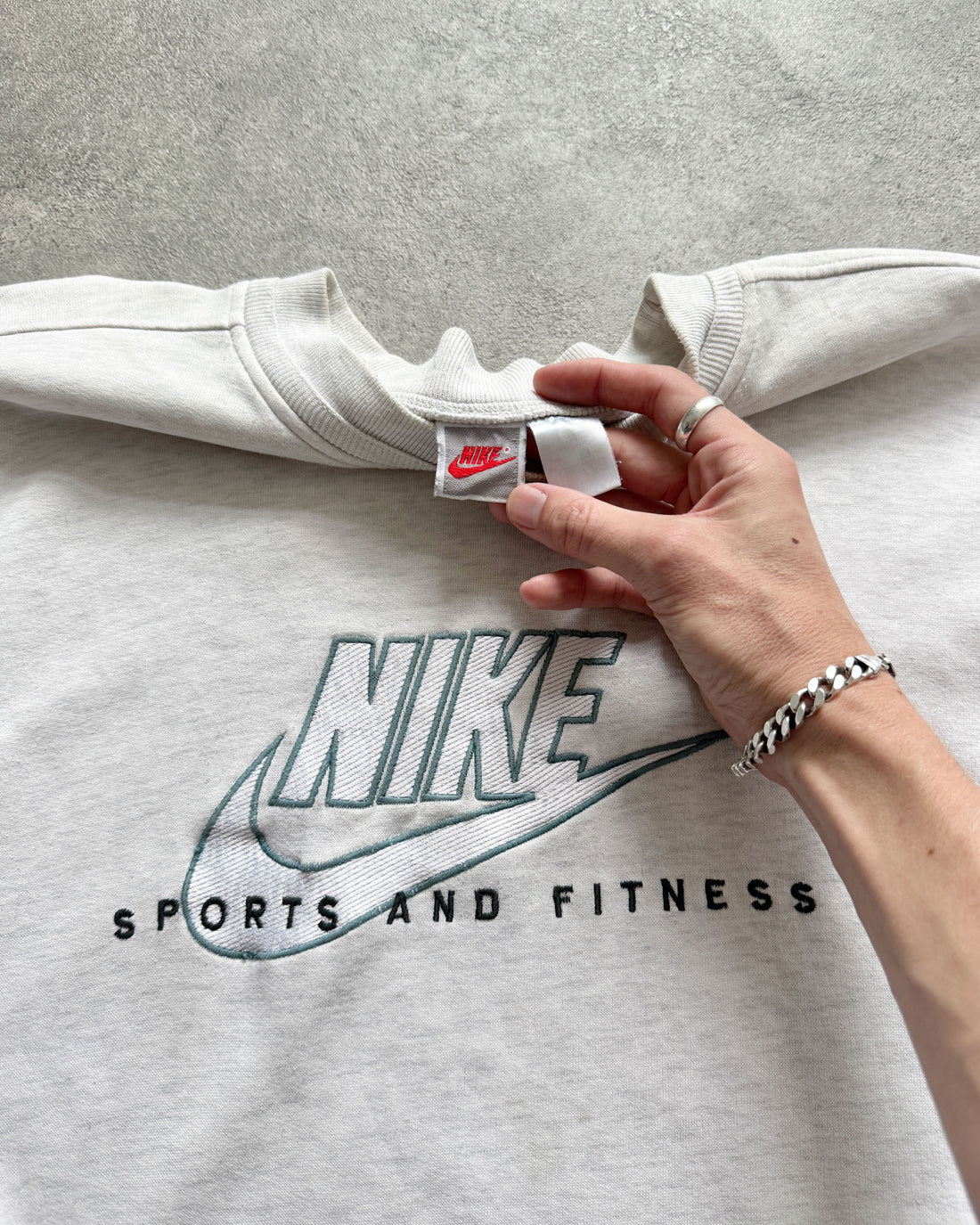 nike 1990s ‘sports and fitness’ heavyweight embroidered sweatshirt (xl)