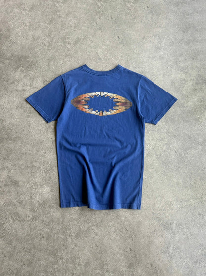 oakley software 2000s heavyweight graphic t-shirt in deep blue, back view