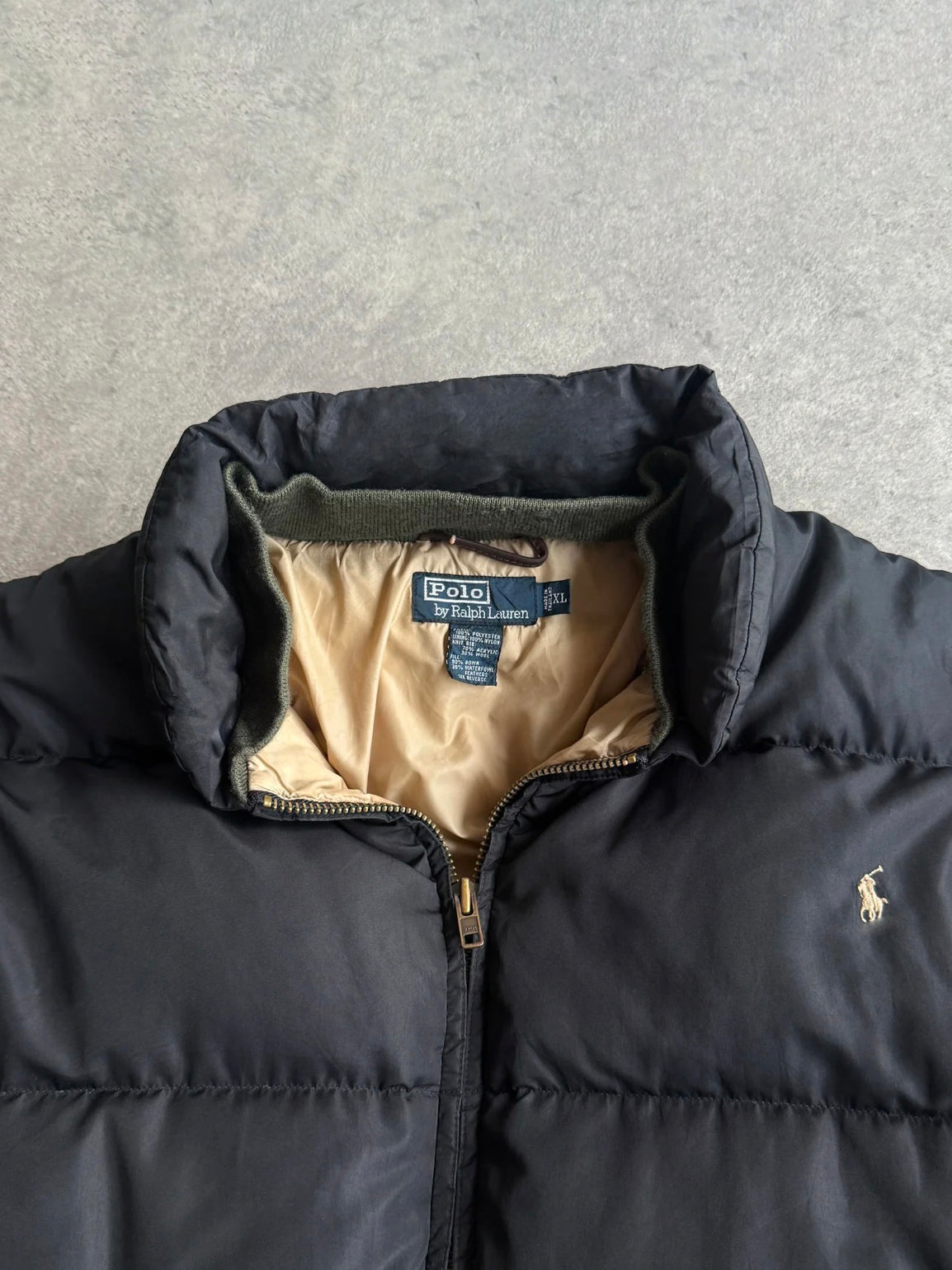 ralph lauren 1990s down fill bomber puffer jacket, polo pony logo detail