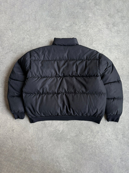 ralph lauren 1990s down fill bomber puffer jacket in black, back view