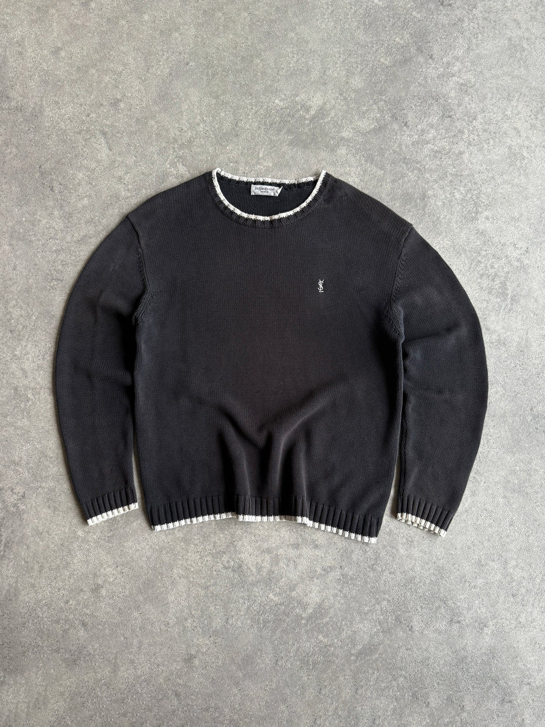 yves saint laurent 2000s heavyweight embroidered knitted jumper (l)