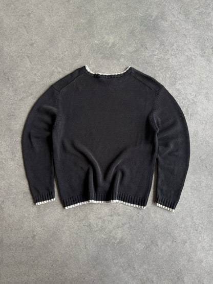 yves saint laurent 2000s heavyweight embroidered knitted jumper (l)