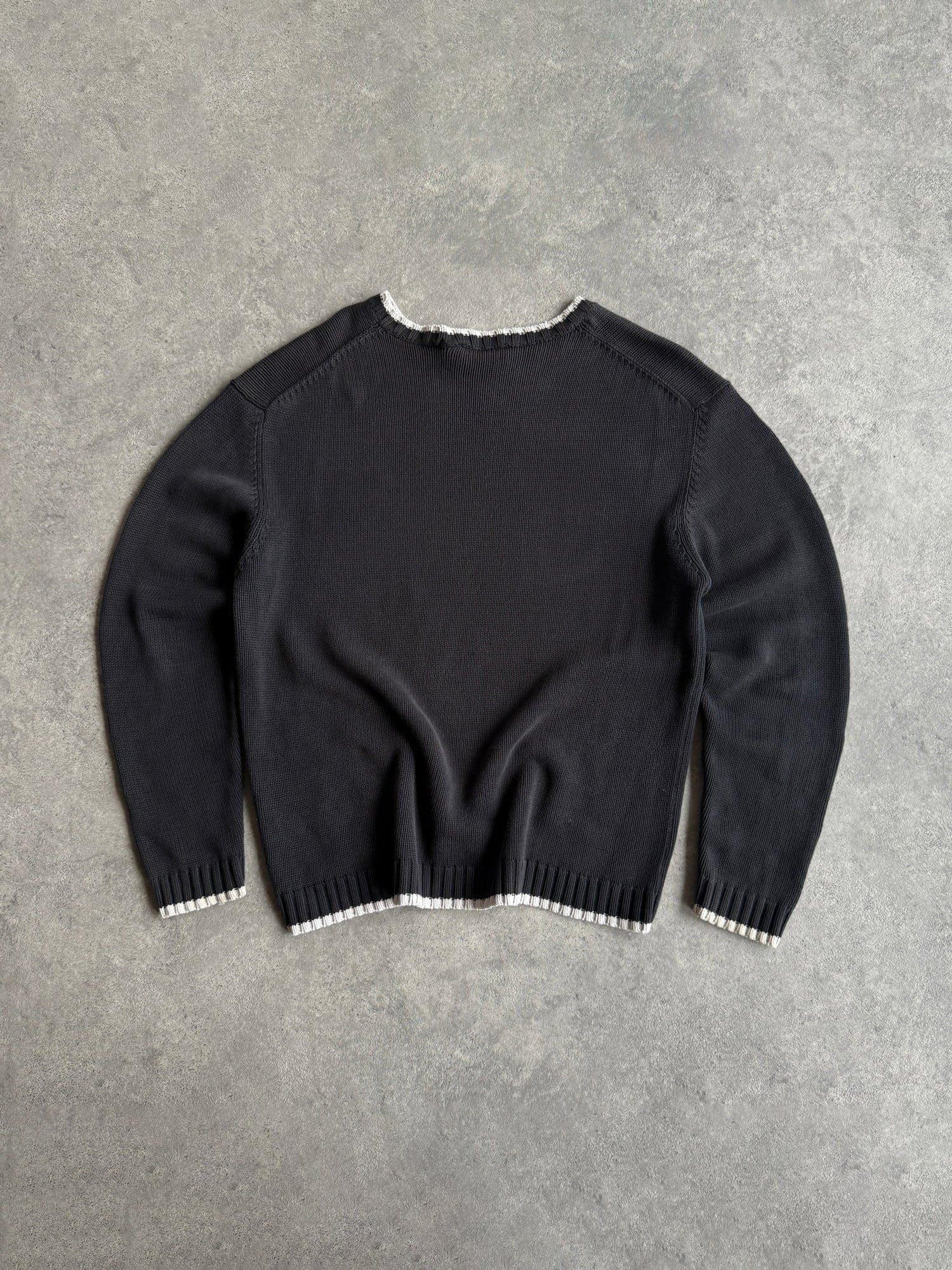yves saint laurent 2000s embroidered knitted jumper in black, ysl logo detail