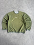nike 2000s heavyweight embroidered swoosh sweatshirt in green, front view